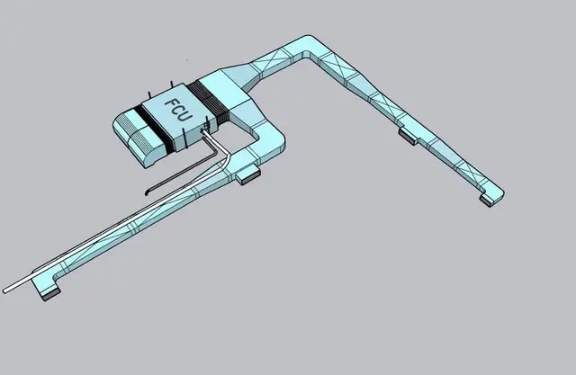 3D-ontwerp van een luchtkanaal met fancoilunit