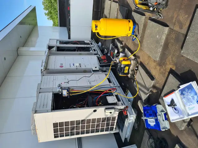 Service aan buitenunits op een dak