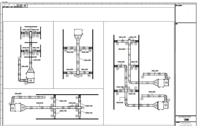 Technische tekening van het koelleidingwerk